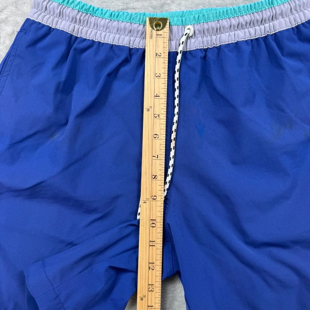Chubbies Swim Trunks Men Small Blue Lined Drawstring Logo Slash‎ Pockets